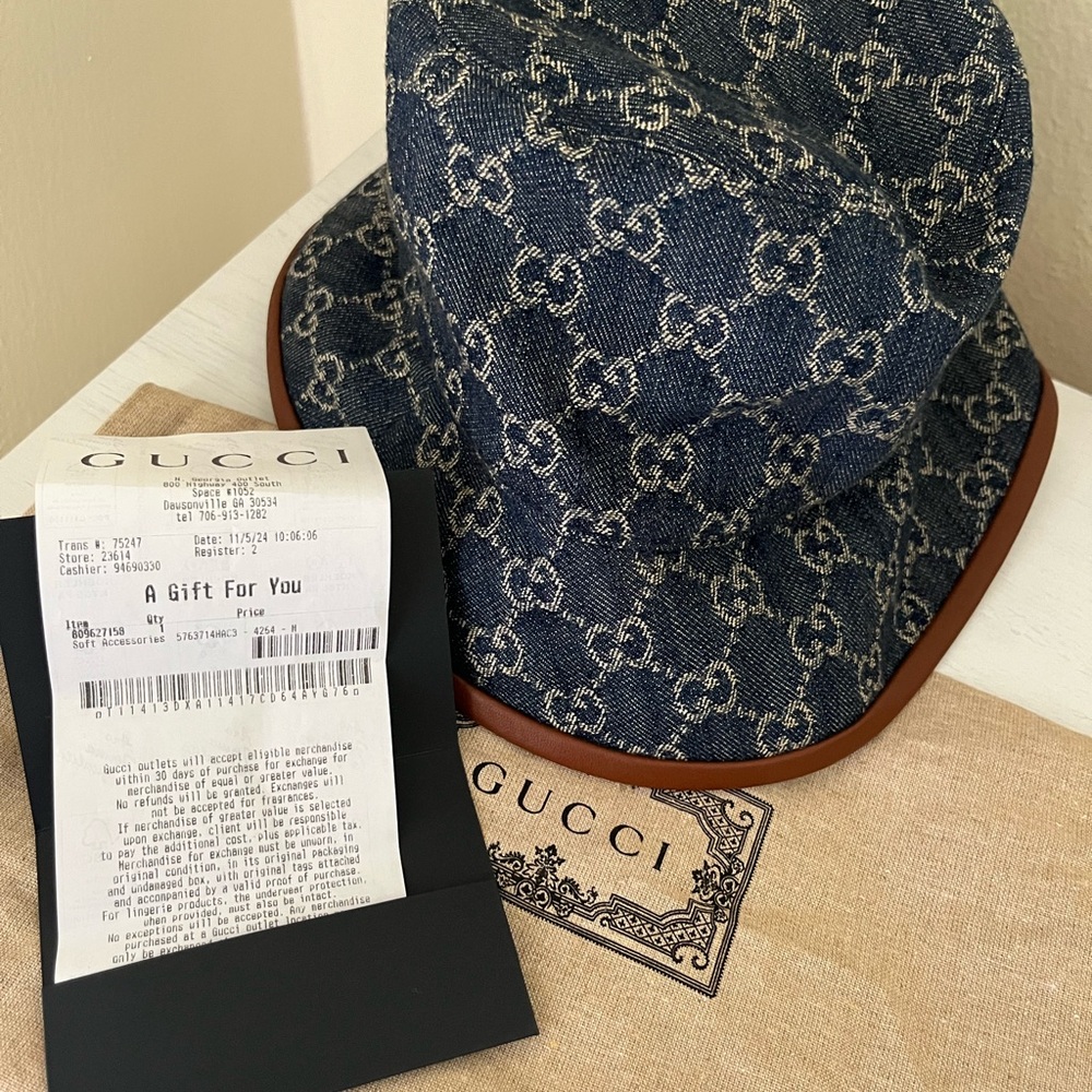 NWT Gucci Blue Denim Bucket Hat - Picture 8 of 8